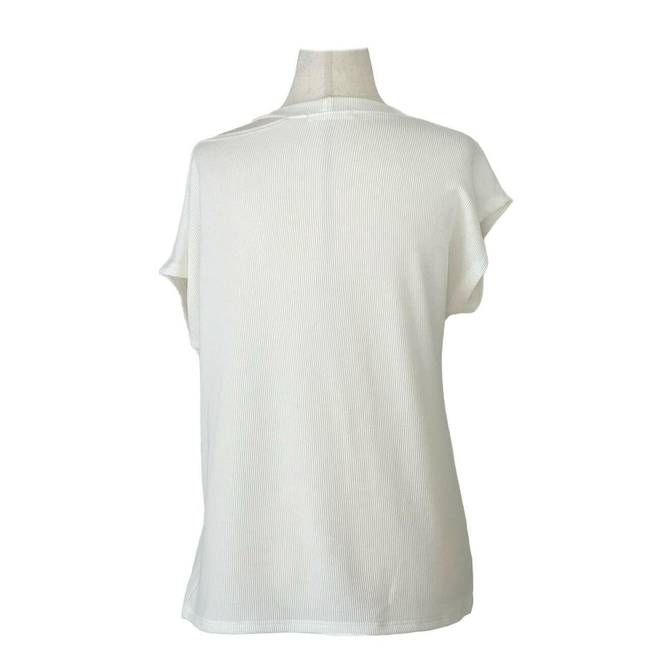 Basic Essentials Cutout Ribbed Short-Sleeved Top in Ivory