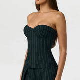Naked Wardrobe Suiting Pinstripe Corset Top