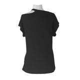 Basic Essentials Cutout Ribbed Short-Sleeved Top in Charcoal