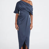 Theia Rayna One Shoulder Draped Gown