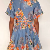 Short Dress with Buckle Belt