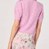 ASTR The Label Kaydence Puff Sleeve Bobble Stitch Cardigan