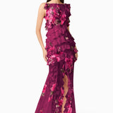 Elliatt Eleanora Sleeveless Ruffle Gown in Raspberry