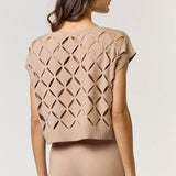 Cut Out Detail Sweater Top in Taupe