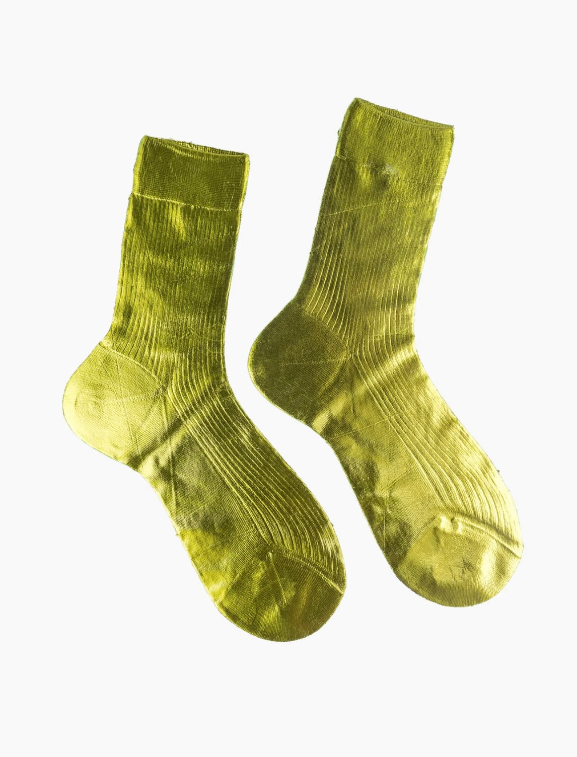 One Ribbed Laminated Metallic Socks