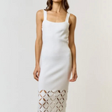 Cut Out Detail Square Neck Sweater Midi Dress