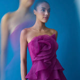 Theia Victoria Draped Rose Cocktail Dress