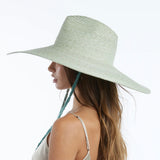 Wyeth Brie Wide Brim Wheat Straw Hat in Sage