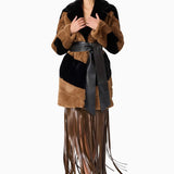 Elliatt Felicia Faux Fur Coat in Black & Brown
