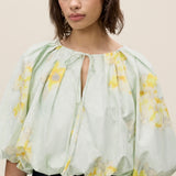 Yara Poplin Bubble Top in Sage Combo