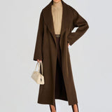 SEROYA Mavis Wool Coat in Slate Brown