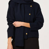 ASTR The Label Jackeline Asymmetrical Scarf Cardigan in Navy