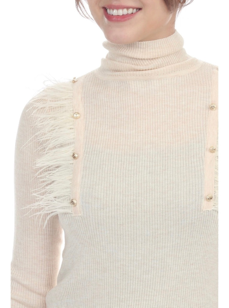 Mia Long-Sleeve Turtle Neck in Ivory