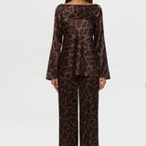 Naked Wardrobe Silk Print Wide Leg Pants