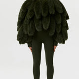 Naked Wardrobe Faux Foxtail Cropped Jacket