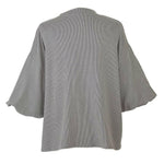 Basic Essentials Ribbed Puffy Sleeve 3/4 Sleeve Top in Cloud Grey.