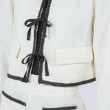 Cropped Contrast Trim Jacket