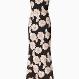 Elliatt Margaux Fit & Flare Gown in Black & Gold Floral