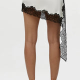 Naked Wardrobe Silk with Lace Mini Skirt