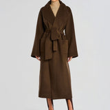 SEROYA Mavis Wool Coat in Slate Brown