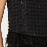 ASTR The Label Etheos Metallic Feather Trim Top