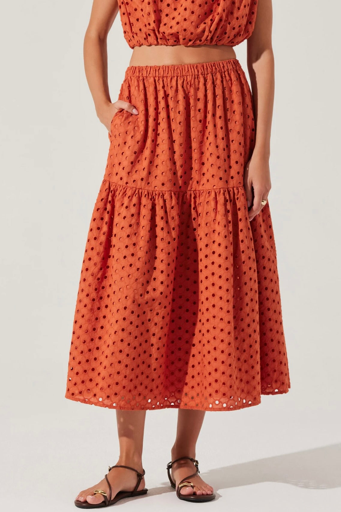 Nalley Eyelet Midi Skirt