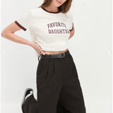 The Collegiate Ringer Tee in White Burgundy