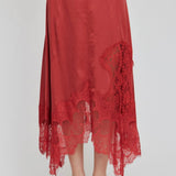 Third Form Visions Lace Hankerchief Skirt in Crimson
