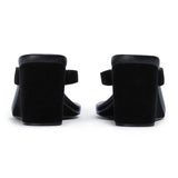 Avanti Suede Wedge Thong Sandals in Black Suede