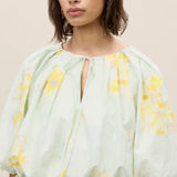Yara Poplin Bubble Top in Sage Combo