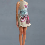 Amur Waverlyn Ruched Mini Dress in Sage Orchid
