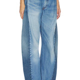 aligrace Two Toned Barrel Jeans in Medium Dark Wash