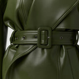 Naked Wardrobe Vegan Leather Belted Jacket