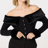 ASTR The Label Tabathia Faux Fur Trim Sweater