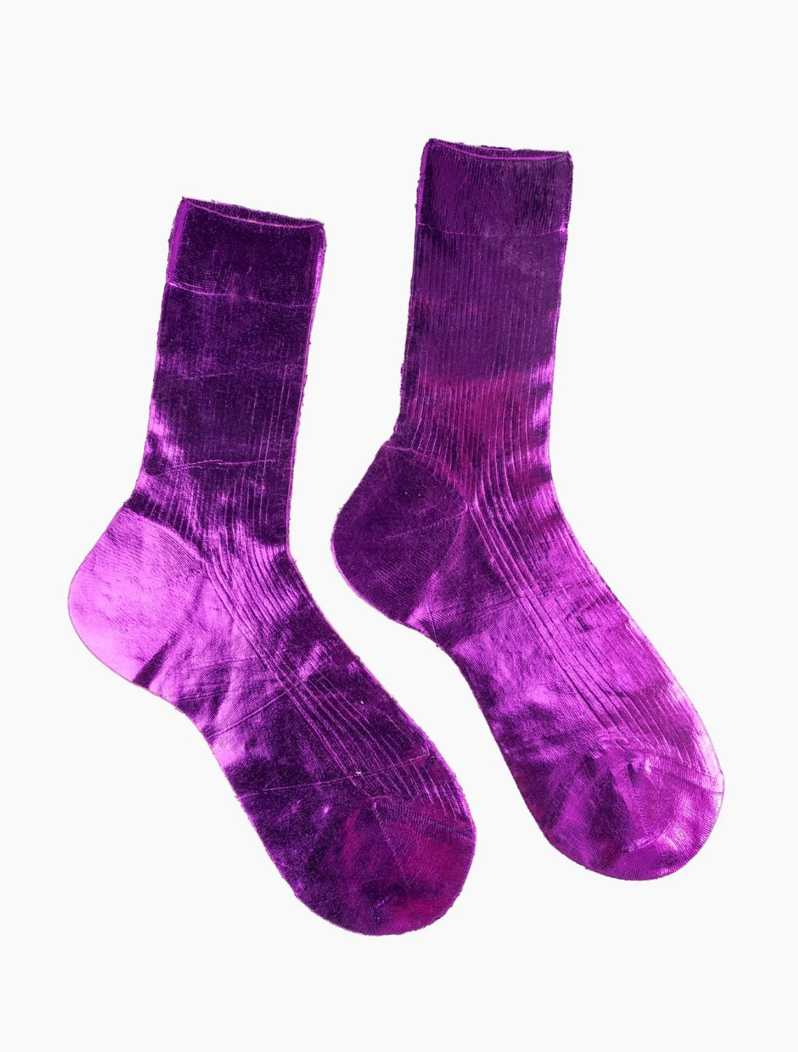 One Ribbed Laminated Metallic Socks