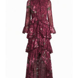 Elliatt Eleanora Ruffle Gown in Raspberry