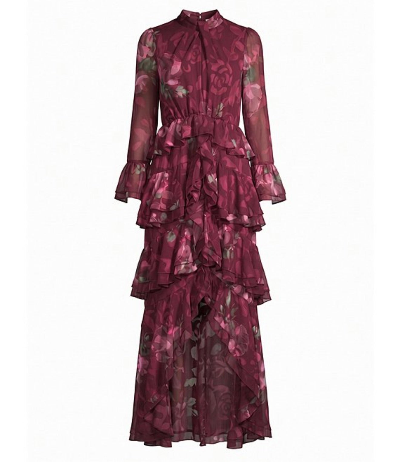 Elliatt Eleanora Ruffle Gown in Raspberry
