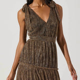 ASTR The Label Desma Metallic V-Neck Maxi Dress