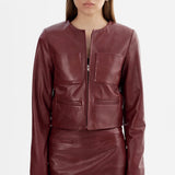Linette Leather Jacket in Burgundy