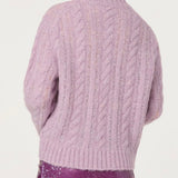 ASTR The Label Violetta Cable Knit Crewneck Sweater