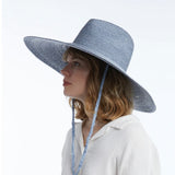 Wyeth Brie Wide Brim Wheat Straw Hat in Blue