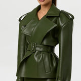 Naked Wardrobe Vegan Leather Belted Jacket