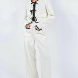 Contrast Trim Pants with Pocket Detail