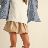 Striped Padded Oversized Shacket in Blue