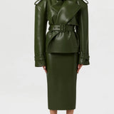 Naked Wardrobe Vegan Leather Belted Jacket