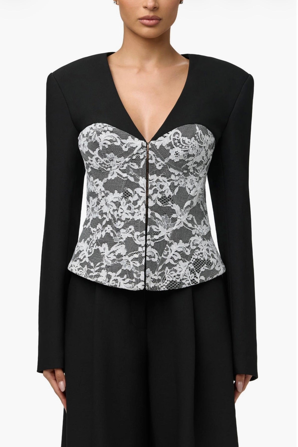 Naked Wardrobe Stretch Lace Inset Blazer