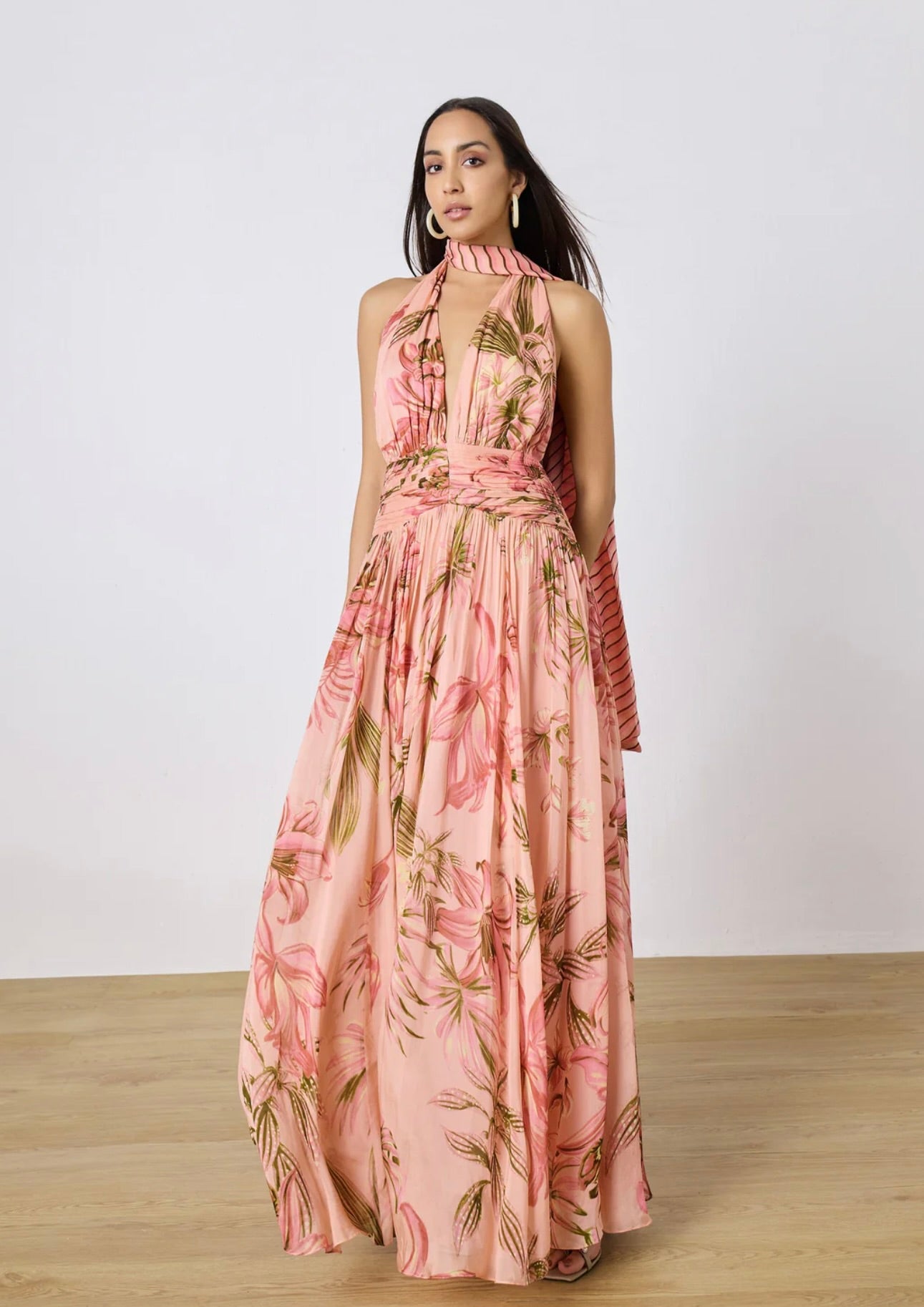 Rococo Sand Cain Ruched Maxi Dress – Sierra Deene