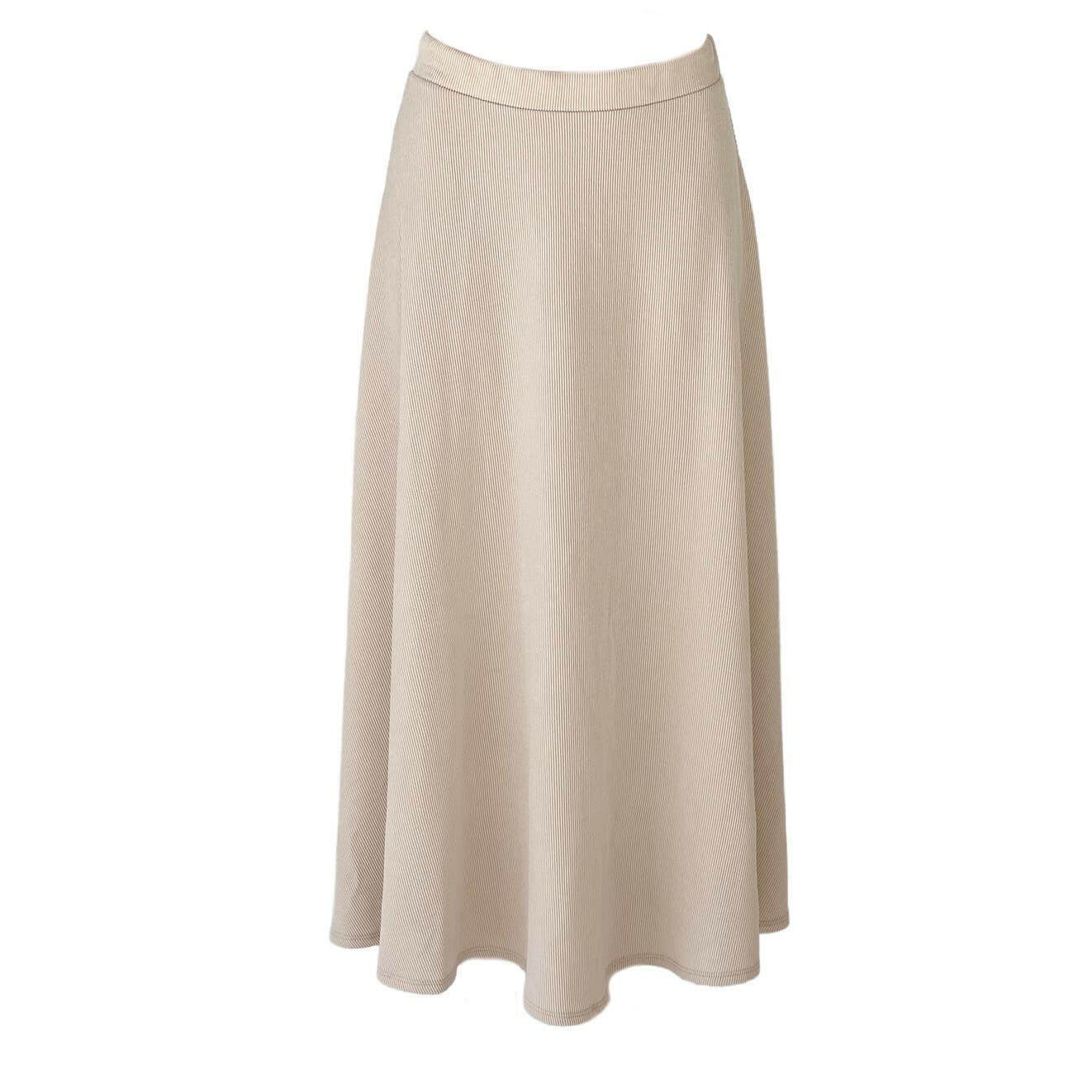 Basic Essentials Ribbed Maxi Flared Skirt in Latte.