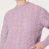 ASTR The Label Violetta Cable Knit Crewneck Sweater