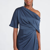Theia Rayna One Shoulder Draped Gown